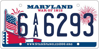 MD license plate 6AA6293