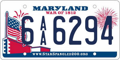 MD license plate 6AA6294
