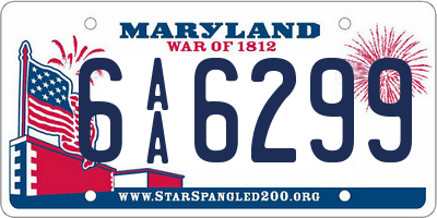 MD license plate 6AA6299