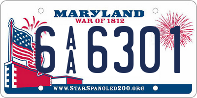 MD license plate 6AA6301