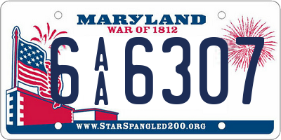 MD license plate 6AA6307