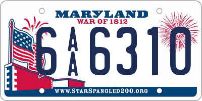 MD license plate 6AA6310