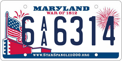 MD license plate 6AA6314