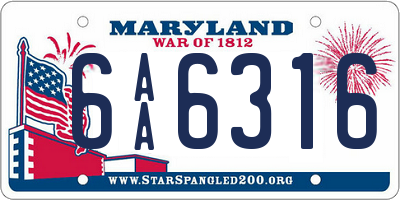 MD license plate 6AA6316