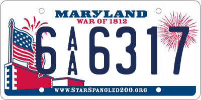 MD license plate 6AA6317