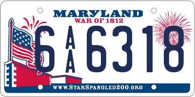 MD license plate 6AA6318