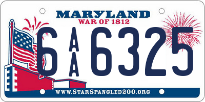 MD license plate 6AA6325