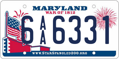 MD license plate 6AA6331