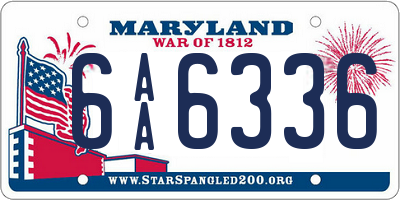 MD license plate 6AA6336