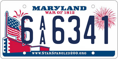 MD license plate 6AA6341