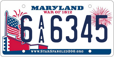 MD license plate 6AA6345