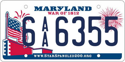 MD license plate 6AA6355