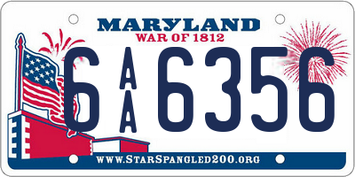 MD license plate 6AA6356