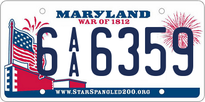 MD license plate 6AA6359