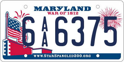 MD license plate 6AA6375