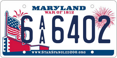 MD license plate 6AA6402