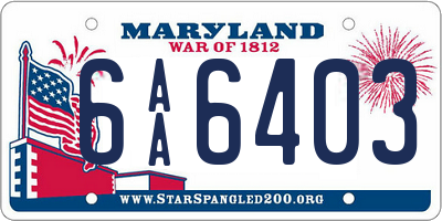 MD license plate 6AA6403