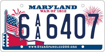 MD license plate 6AA6407