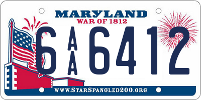 MD license plate 6AA6412