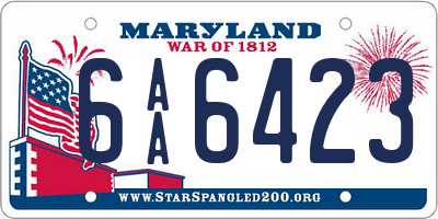 MD license plate 6AA6423