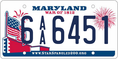MD license plate 6AA6451