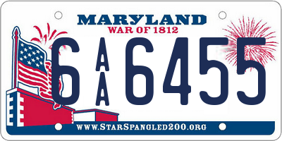 MD license plate 6AA6455