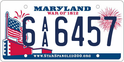 MD license plate 6AA6457