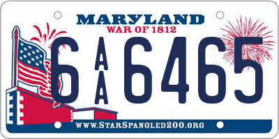 MD license plate 6AA6465