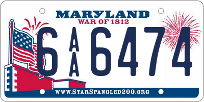 MD license plate 6AA6474