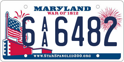 MD license plate 6AA6482