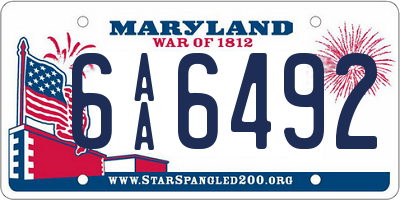 MD license plate 6AA6492