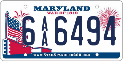 MD license plate 6AA6494