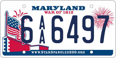 MD license plate 6AA6497