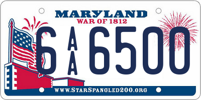 MD license plate 6AA6500