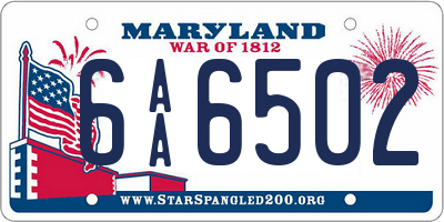 MD license plate 6AA6502