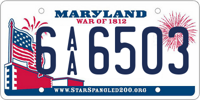 MD license plate 6AA6503
