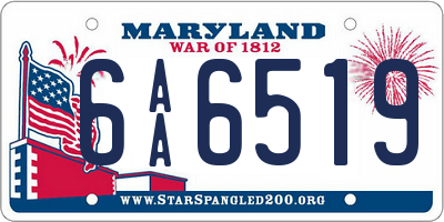 MD license plate 6AA6519