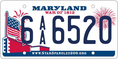 MD license plate 6AA6520
