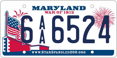 MD license plate 6AA6524