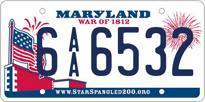 MD license plate 6AA6532