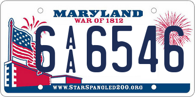 MD license plate 6AA6546