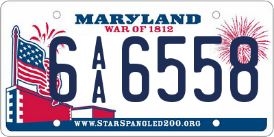 MD license plate 6AA6558