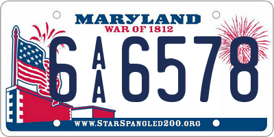 MD license plate 6AA6578