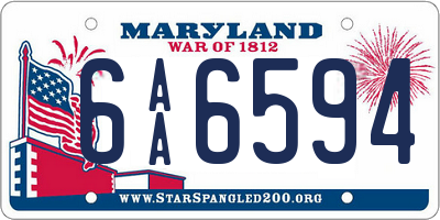MD license plate 6AA6594