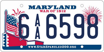 MD license plate 6AA6598