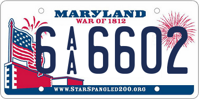 MD license plate 6AA6602
