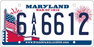MD license plate 6AA6612