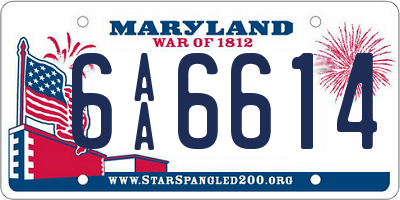MD license plate 6AA6614