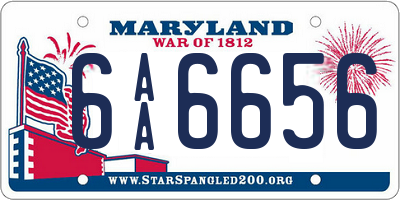 MD license plate 6AA6656