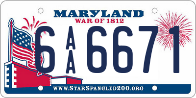 MD license plate 6AA6671